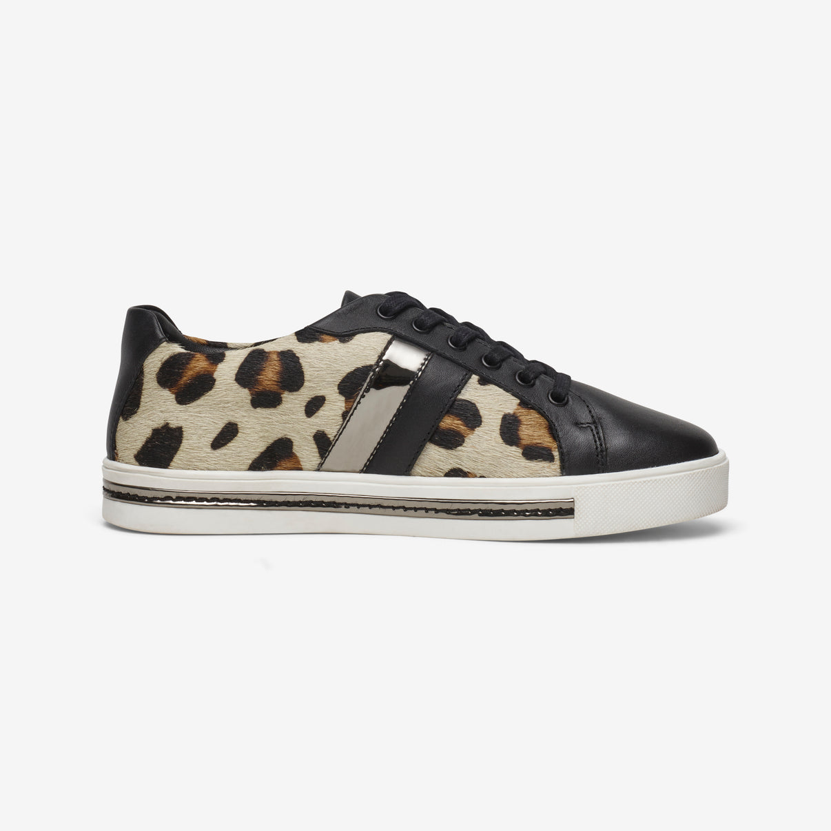 Wide Fit Leather Trainers | Palermo Leopard Print | Feather & Sole