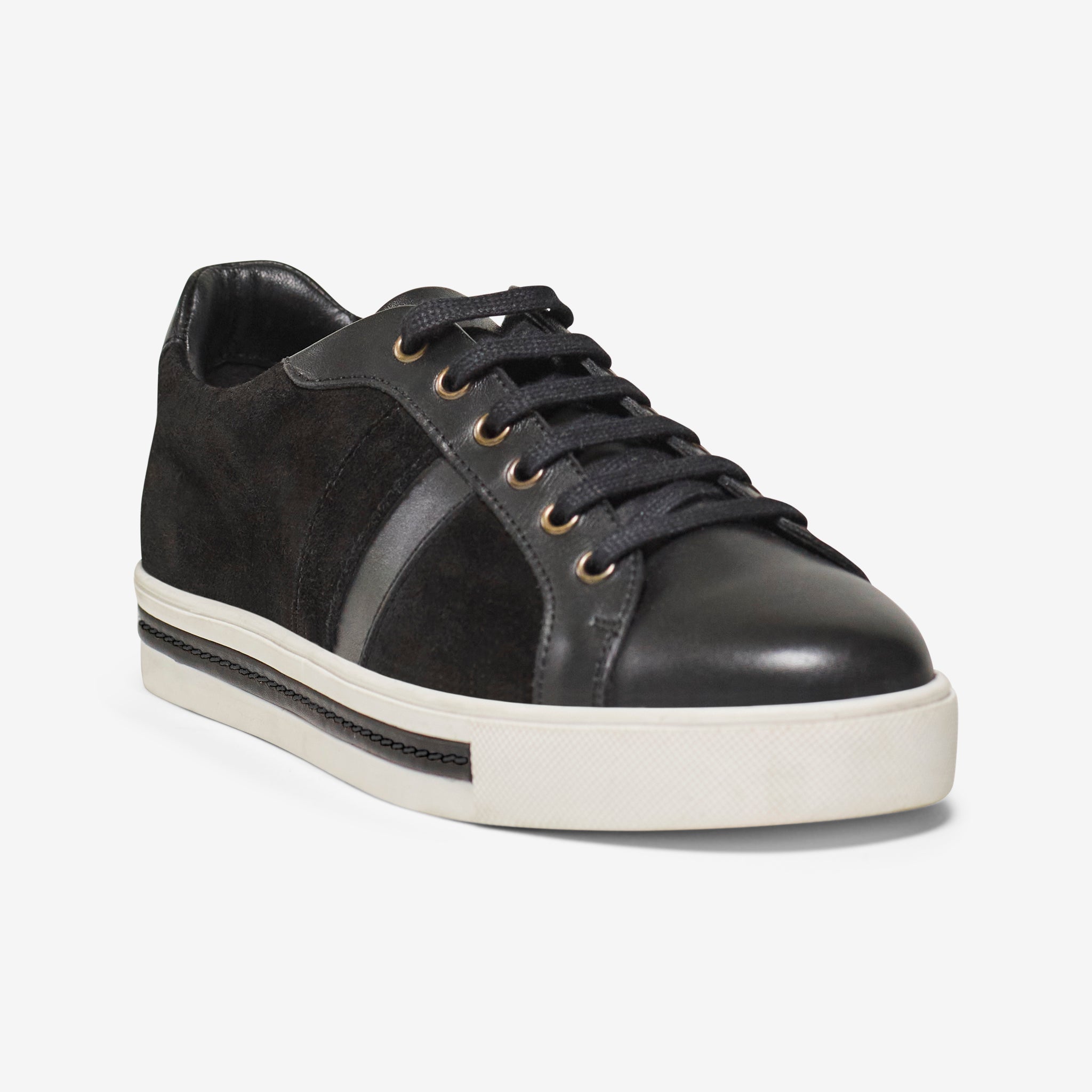 Wide fit store leather trainers